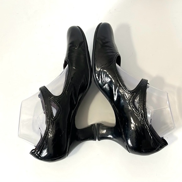 Clarks Indigo Black Patent Leather Mary Jane Pumps Heels Shoe Retro Size 9M - Picture 8 of 16